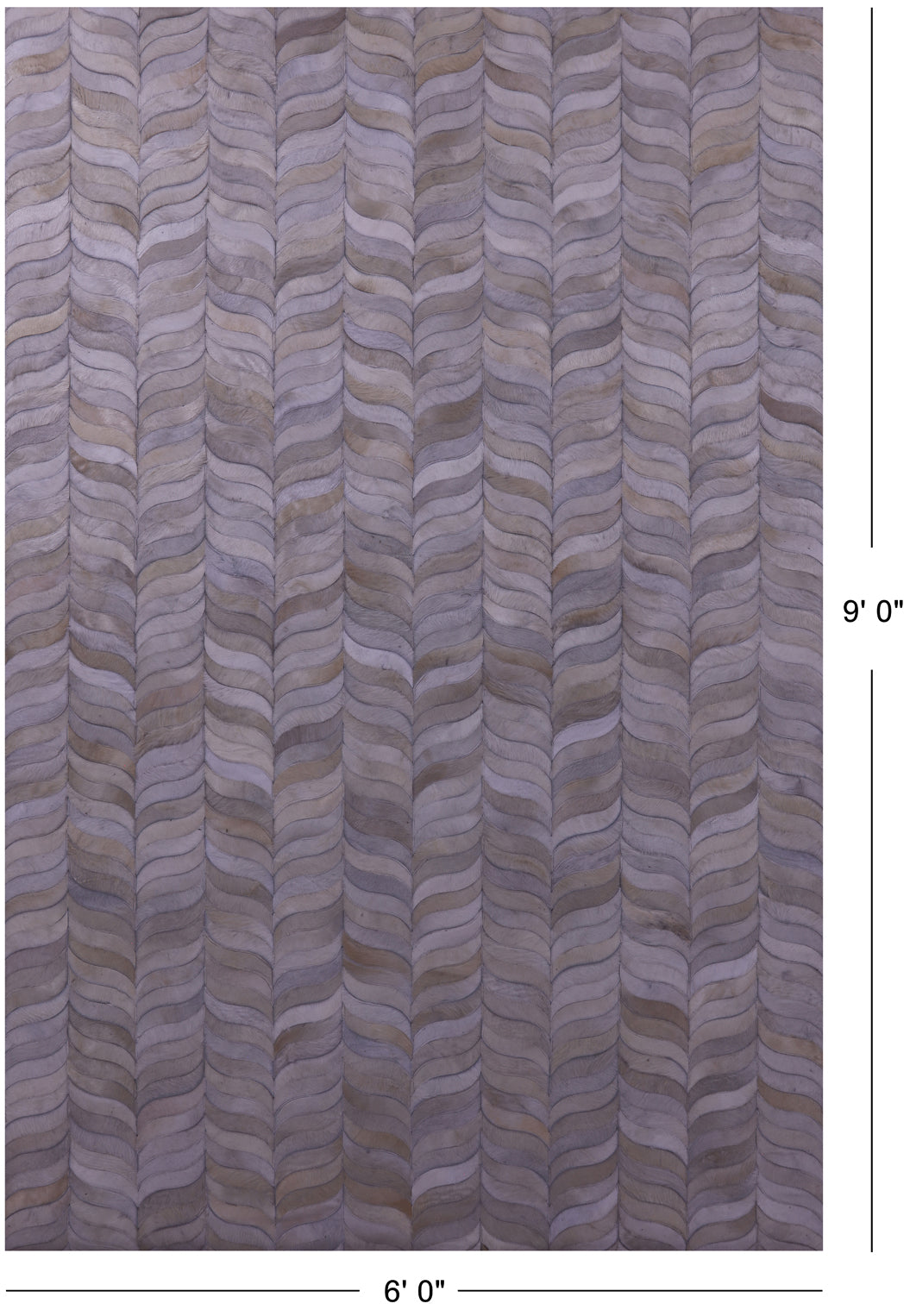 Ivory Patchwork Natural Cowhide Rug - 6' 0" x 9' 0"