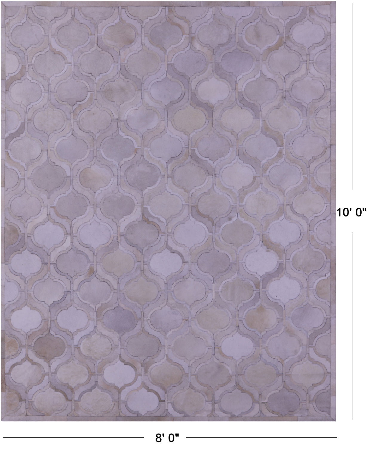 Ivory Patchwork Natural Cowhide Rug - 8' 0" x 10' 0"
