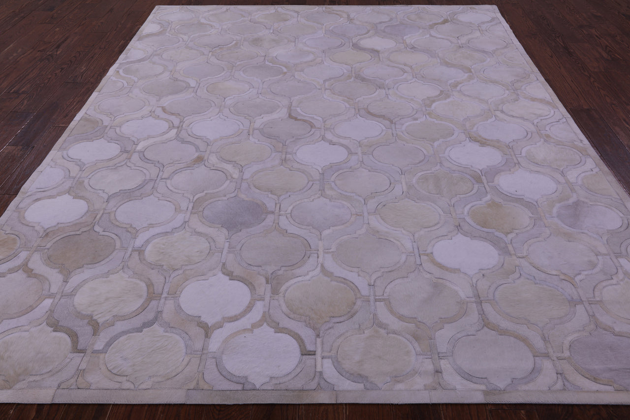 Ivory Patchwork Natural Cowhide Rug - 8' 0" x 10' 0"