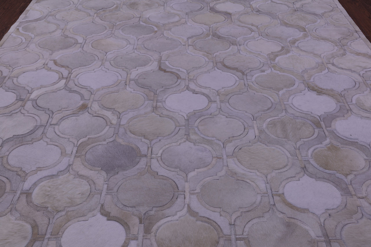 Ivory Patchwork Natural Cowhide Rug - 8' 0" x 10' 0"