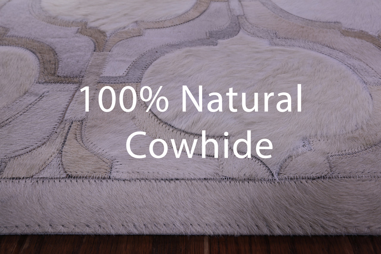 Ivory Patchwork Natural Cowhide Rug - 8' 0" x 10' 0"