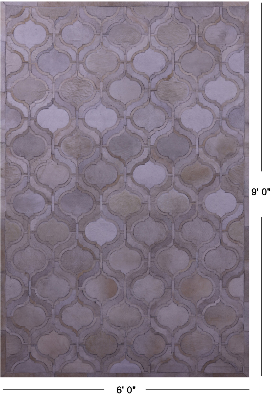Ivory Patchwork Natural Cowhide Rug - 6' 0" x 9' 0"