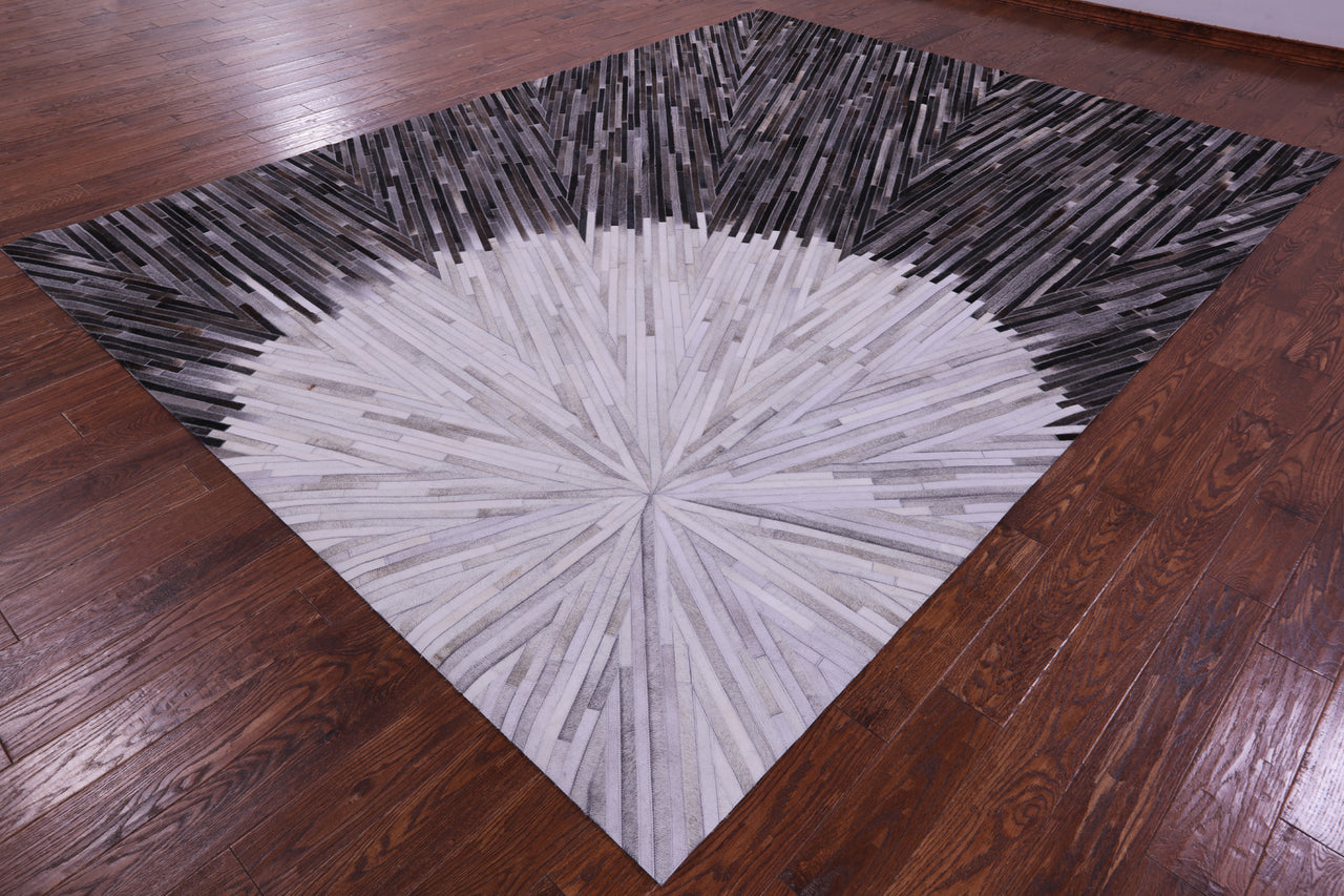 Brown & White Patchwork Natural Cowhide Rug - 9' 0" x 12' 0"