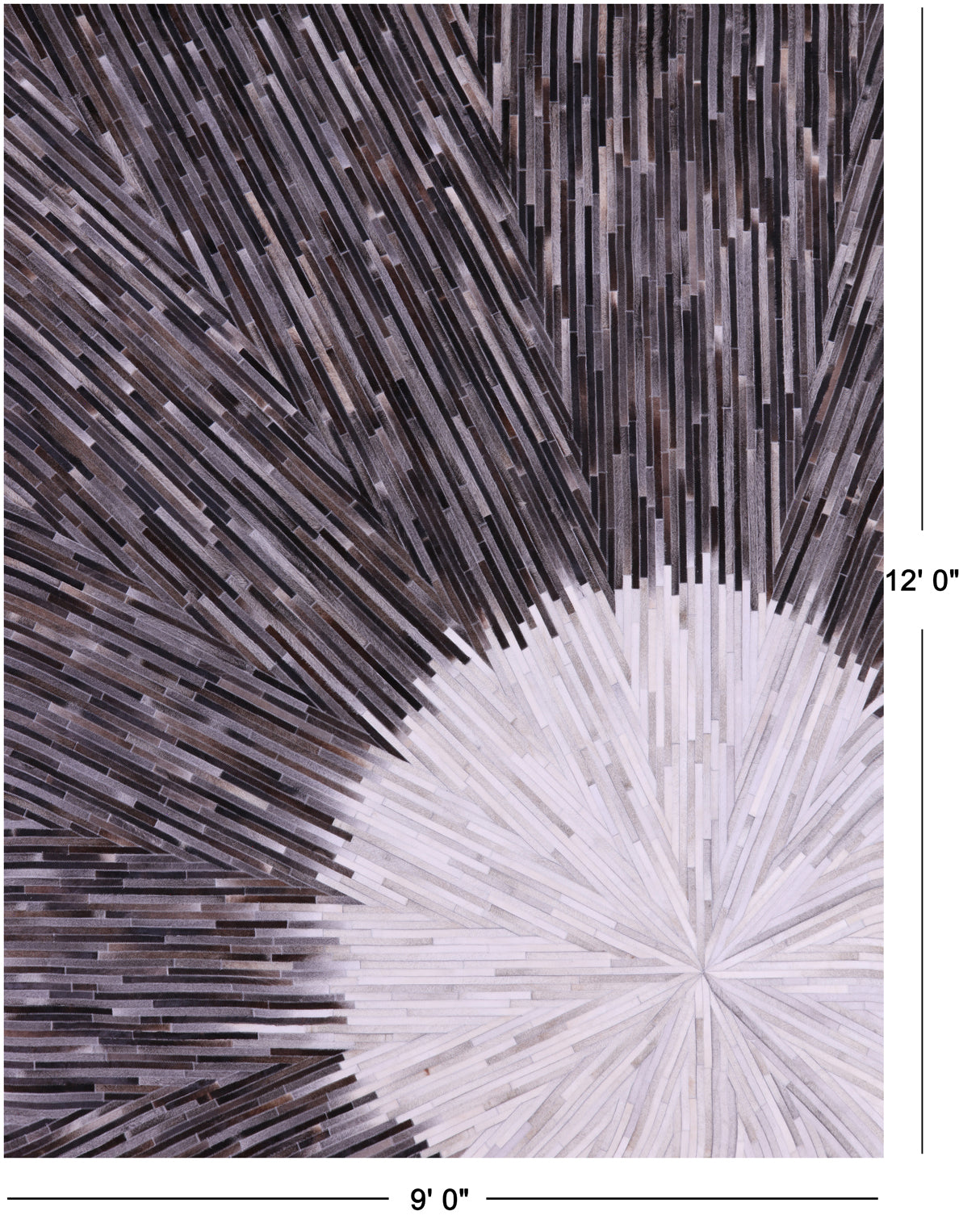 Brown & White Patchwork Natural Cowhide Rug - 9' 0" x 12' 0"
