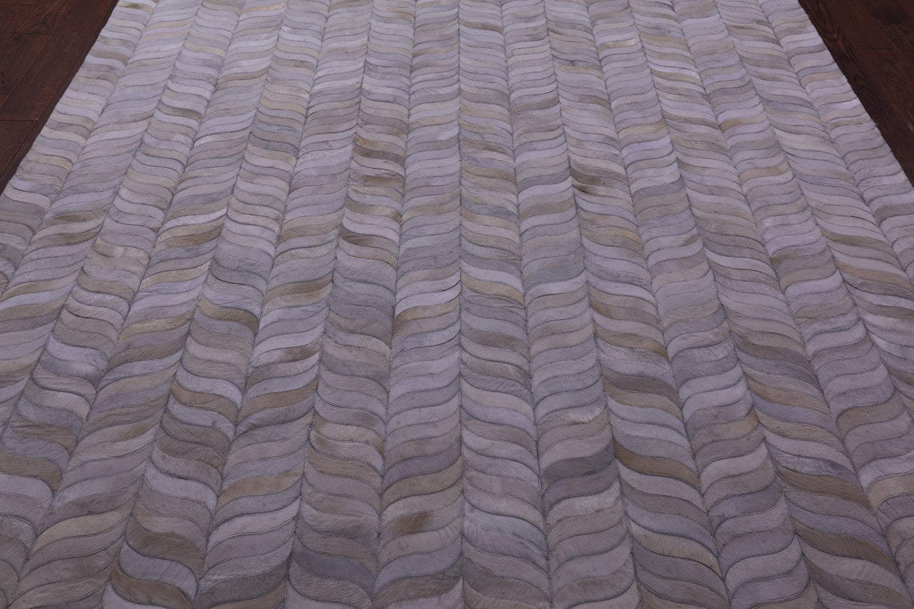 Ivory Patchwork Natural Cowhide Rug - 8' 0" x 10' 0"
