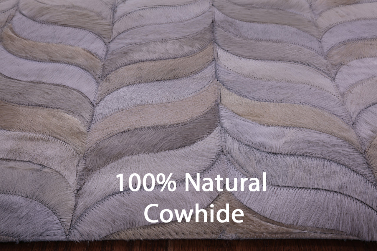Ivory Patchwork Natural Cowhide Rug - 8' 0" x 10' 0"