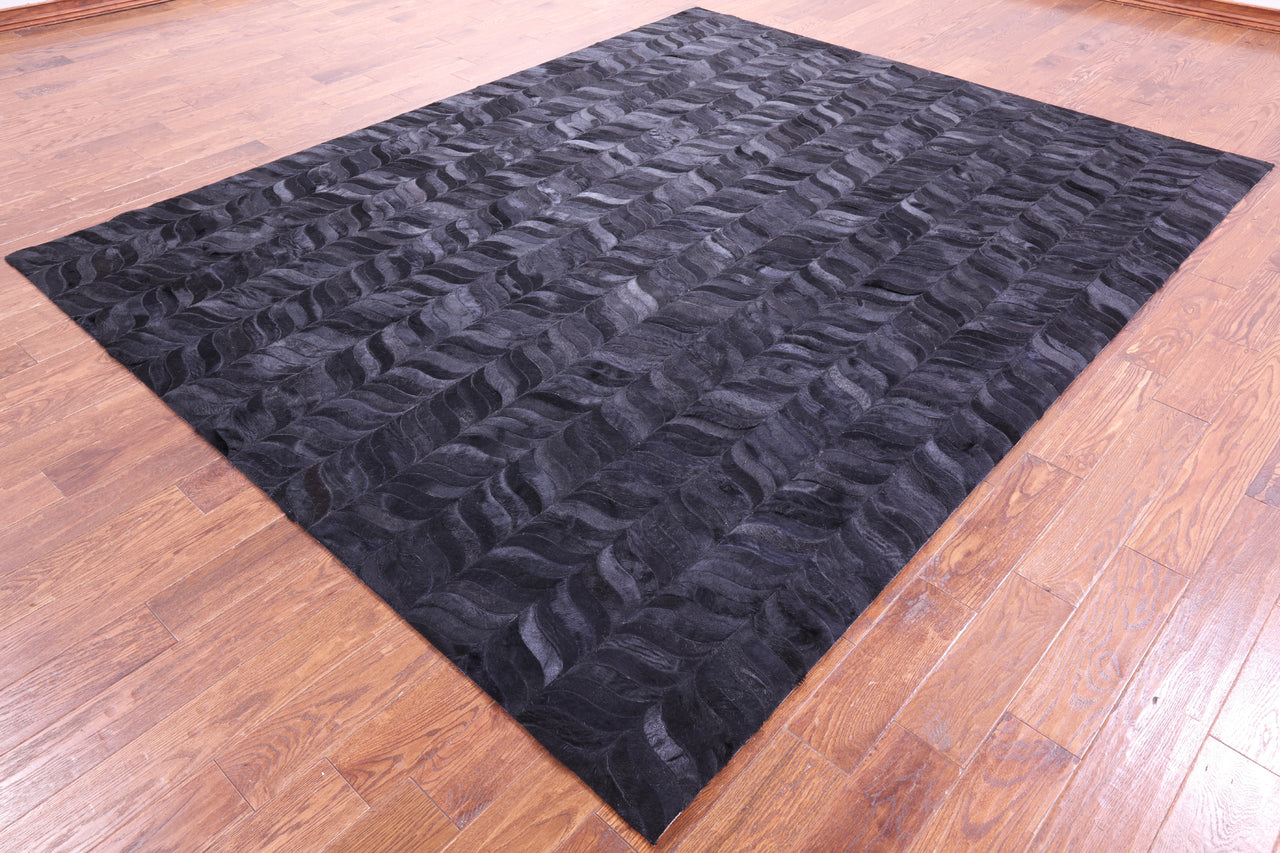 Black Patchwork Natural Cowhide Rug - 8' 0" x 10' 0"