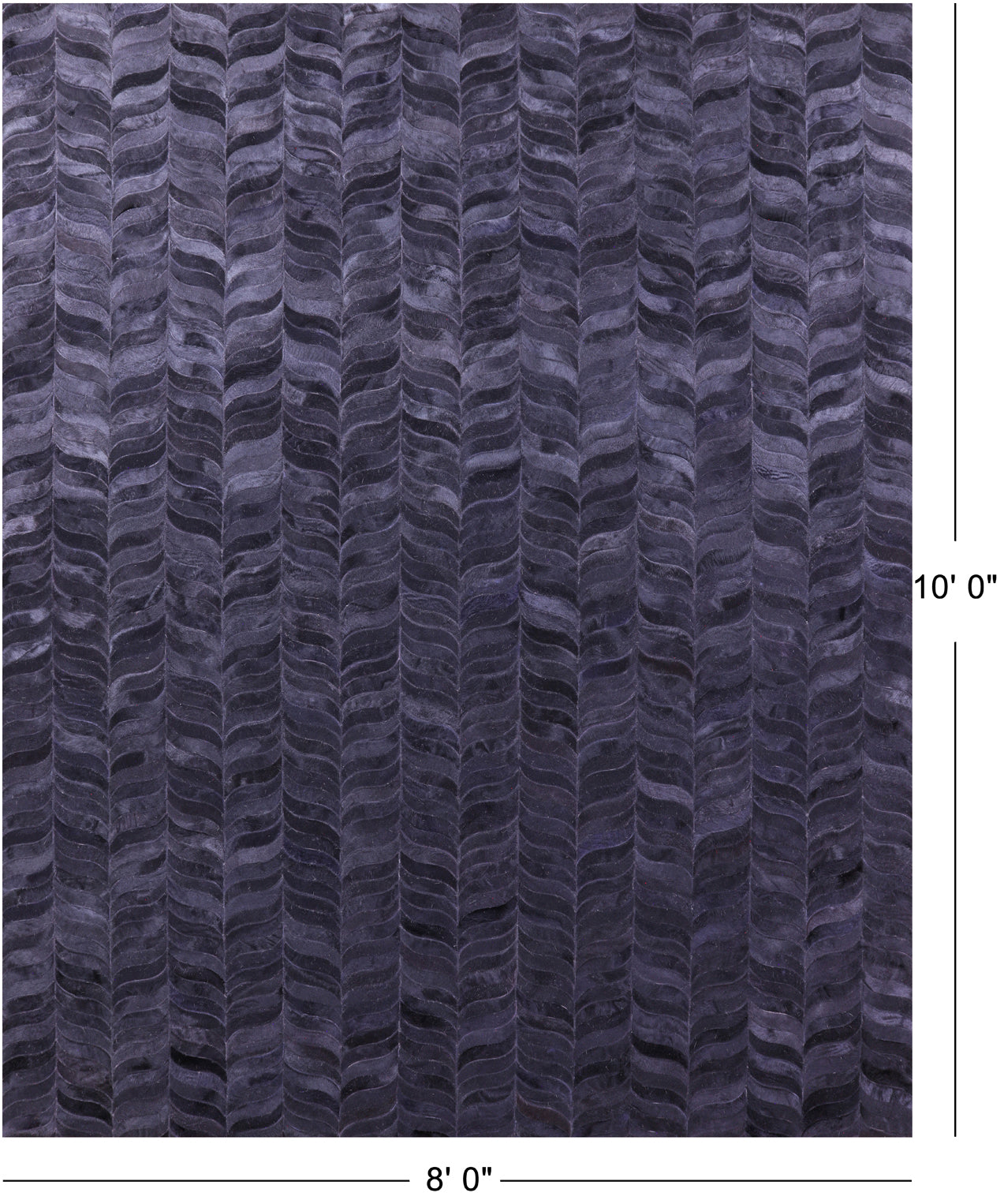 Black Patchwork Natural Cowhide Rug - 8' 0" x 10' 0"