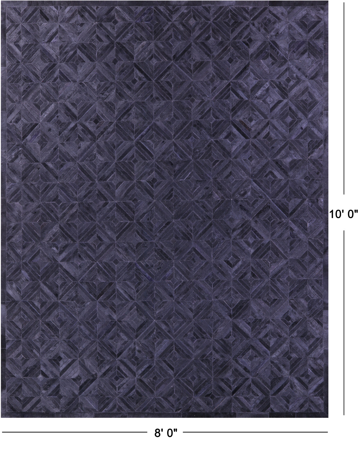 Black Patchwork Natural Cowhide Rug - 8' 0" x 10' 0"