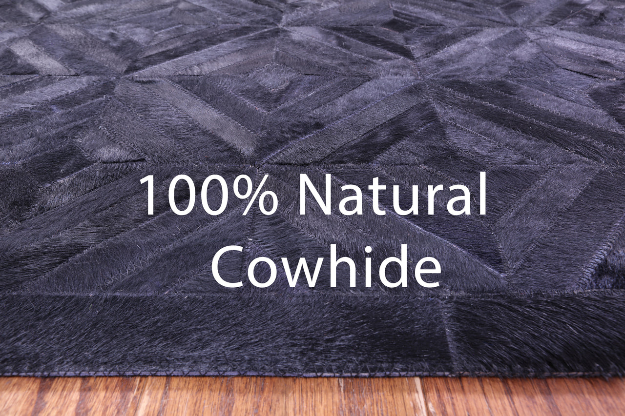 Black Patchwork Natural Cowhide Rug - 8' 0" x 10' 0"