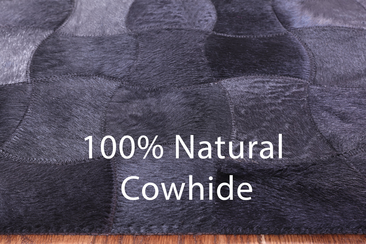 Black Patchwork Natural Cowhide Rug - 8' 0" x 10' 0"