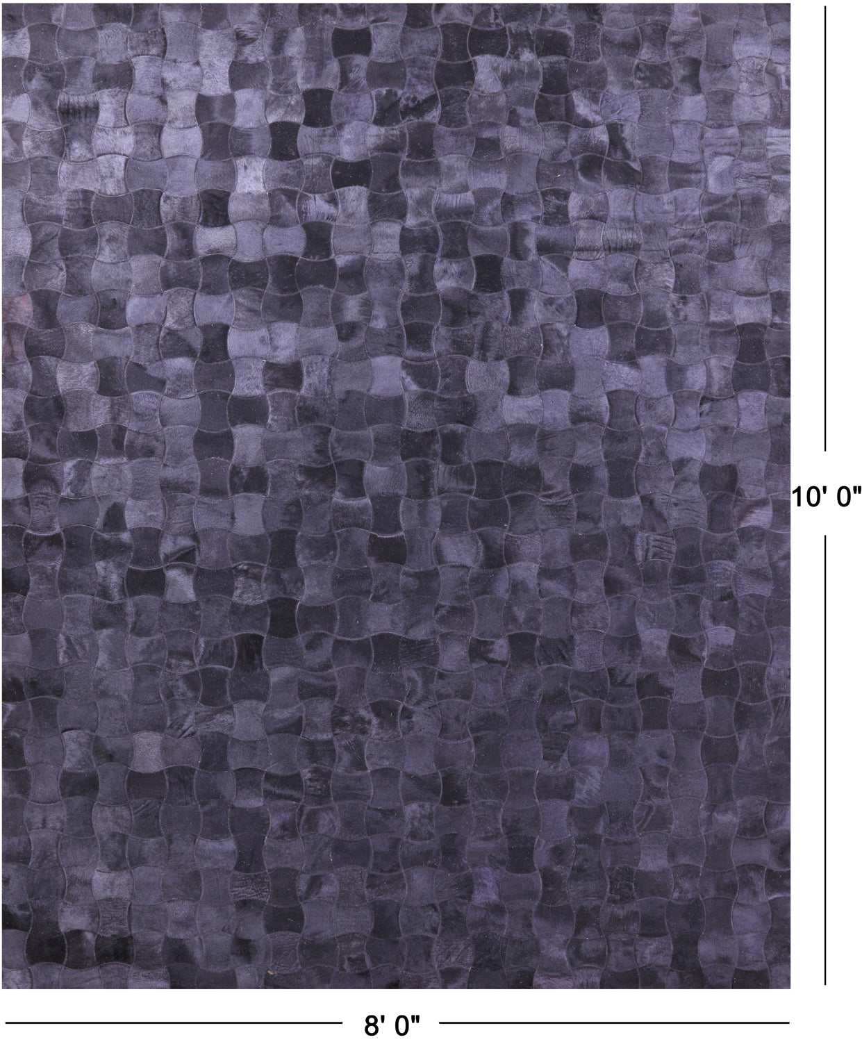 Black Patchwork Natural Cowhide Rug - 8' 0" x 10' 0"