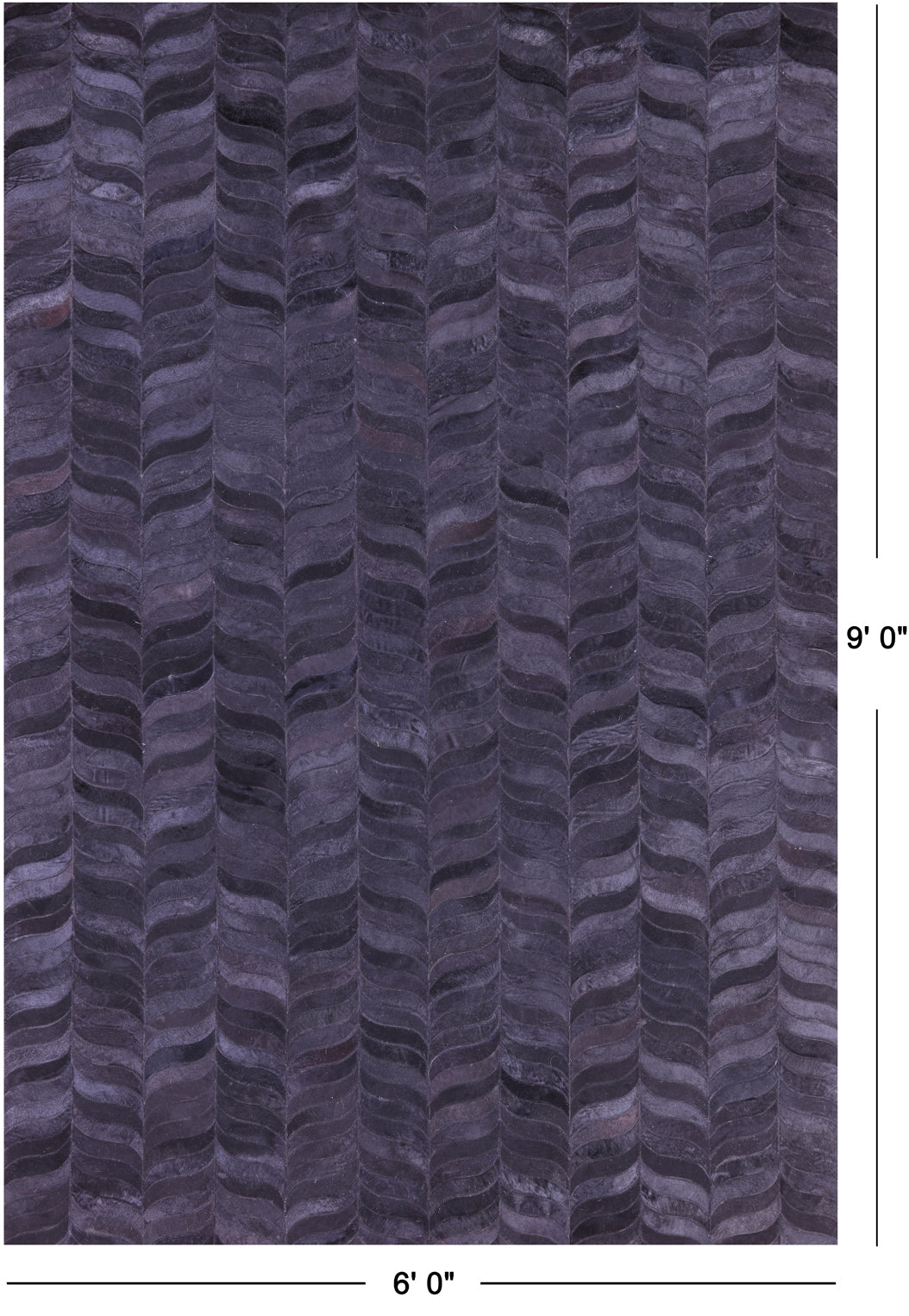 Black Patchwork Natural Cowhide Rug - 6' 0" x 9' 0"