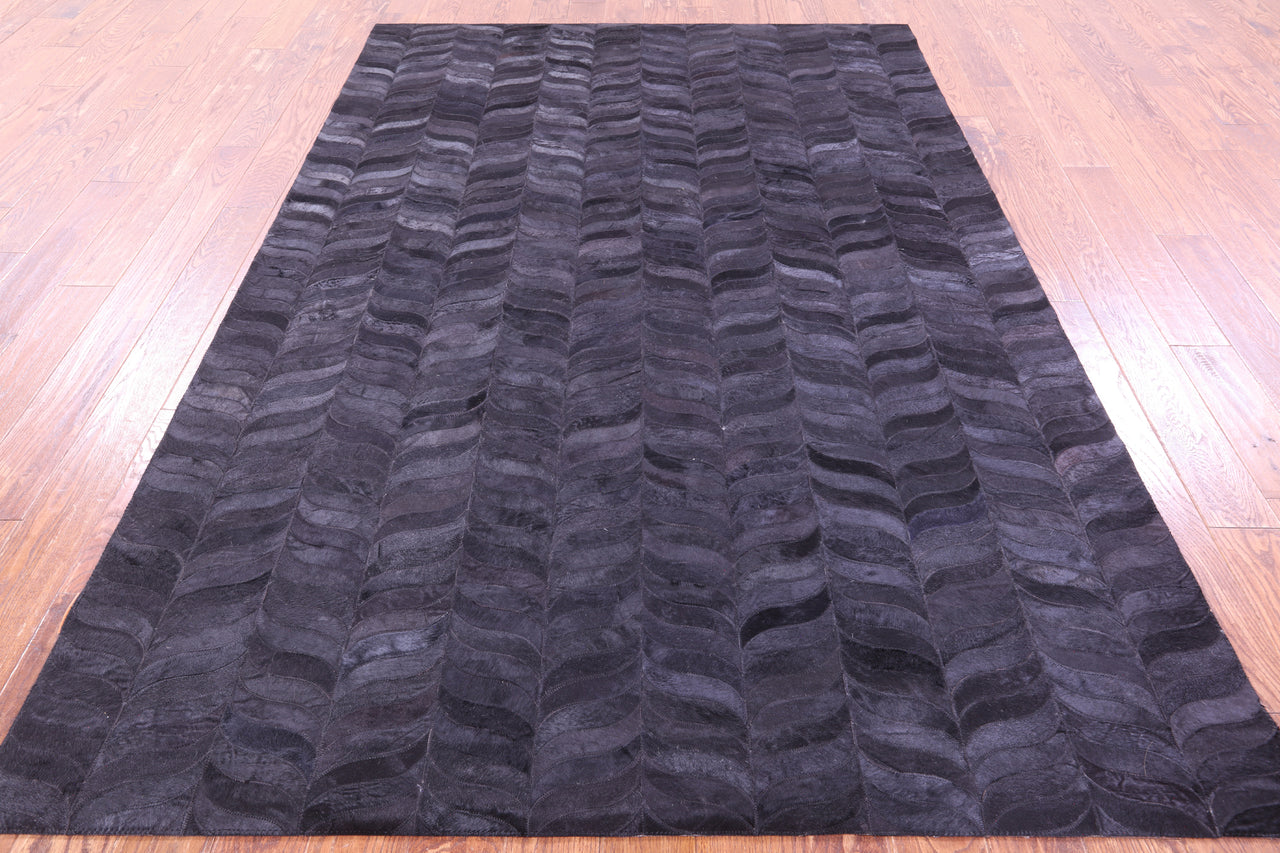 Black Patchwork Natural Cowhide Rug - 6' 0" x 9' 0"