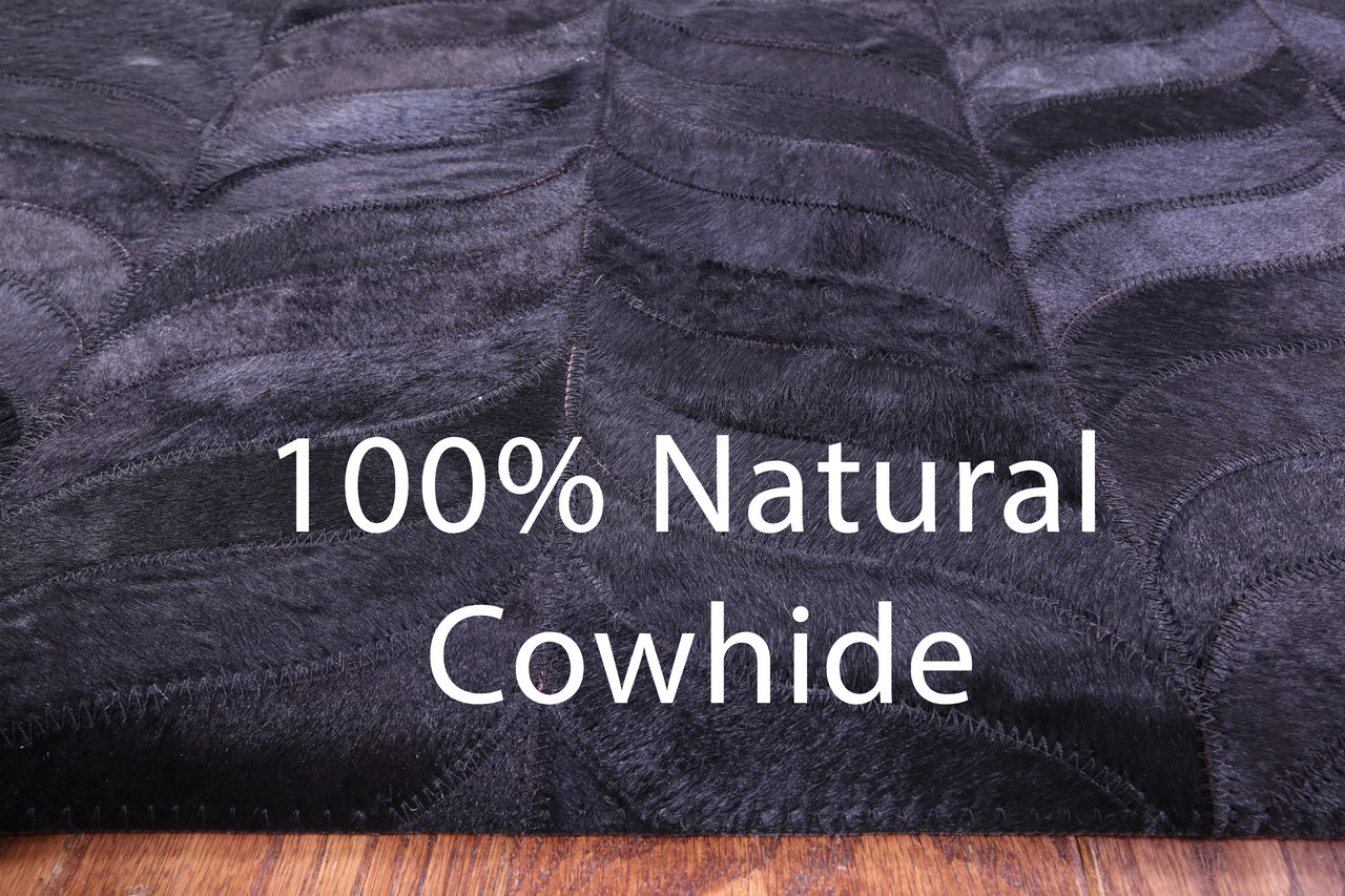 Black Patchwork Natural Cowhide Rug - 6' 0" x 9' 0"