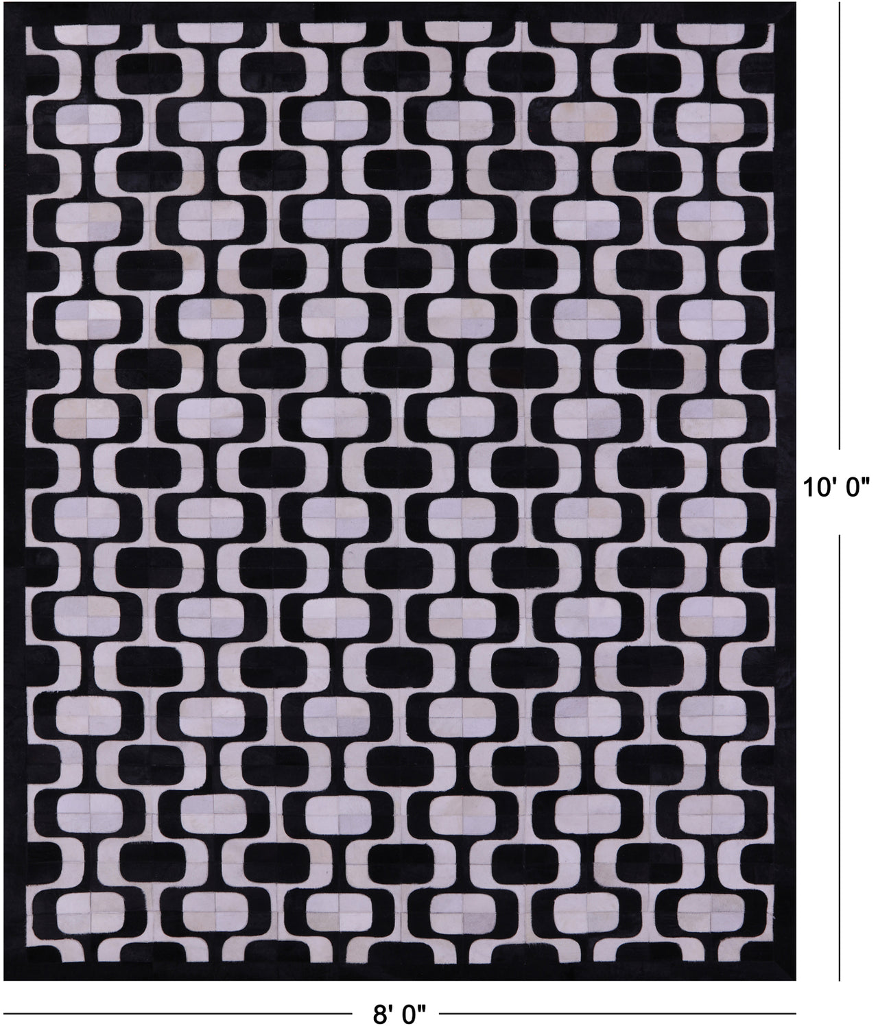Black & White Patchwork Natural Cowhide Rug - 8' 0" x 10' 0"