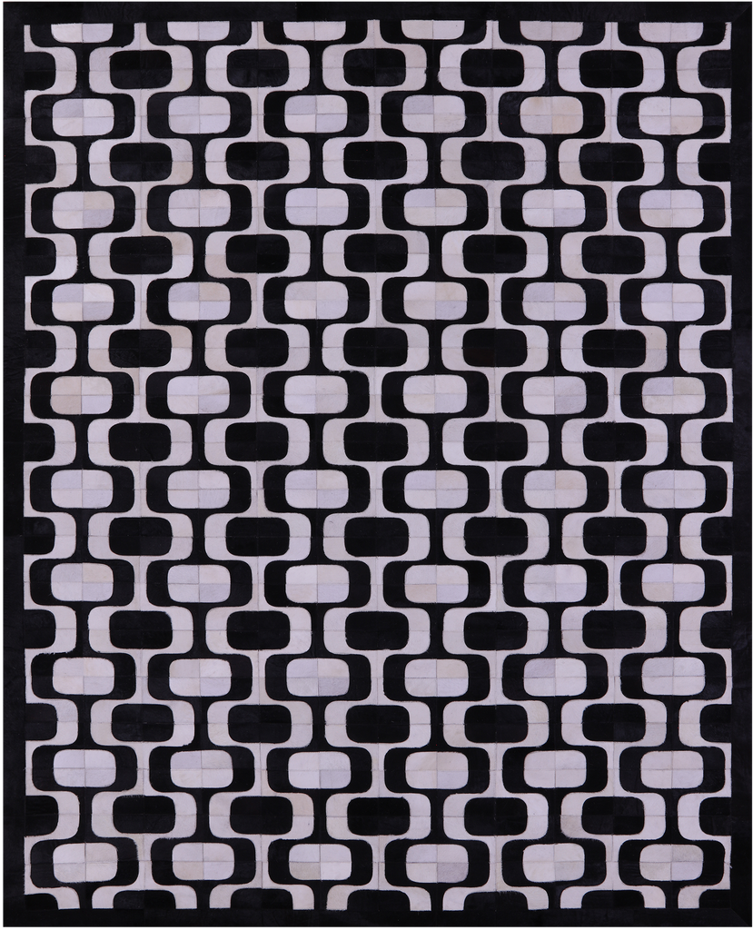Black & White Patchwork Natural Cowhide Rug - 8' 0" x 10' 0"