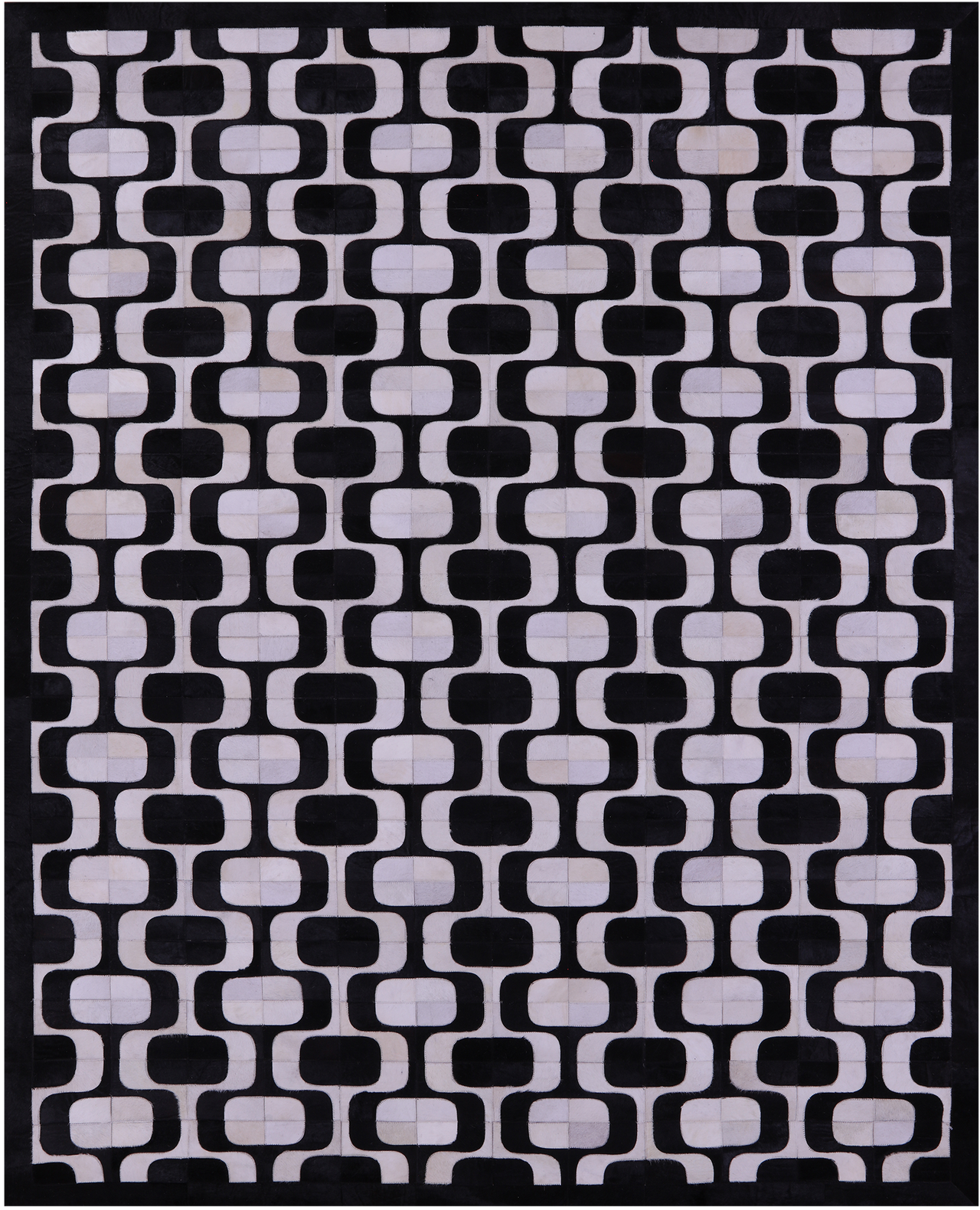 Black & White Patchwork Natural Cowhide Rug - 8' 0" x 10' 0"