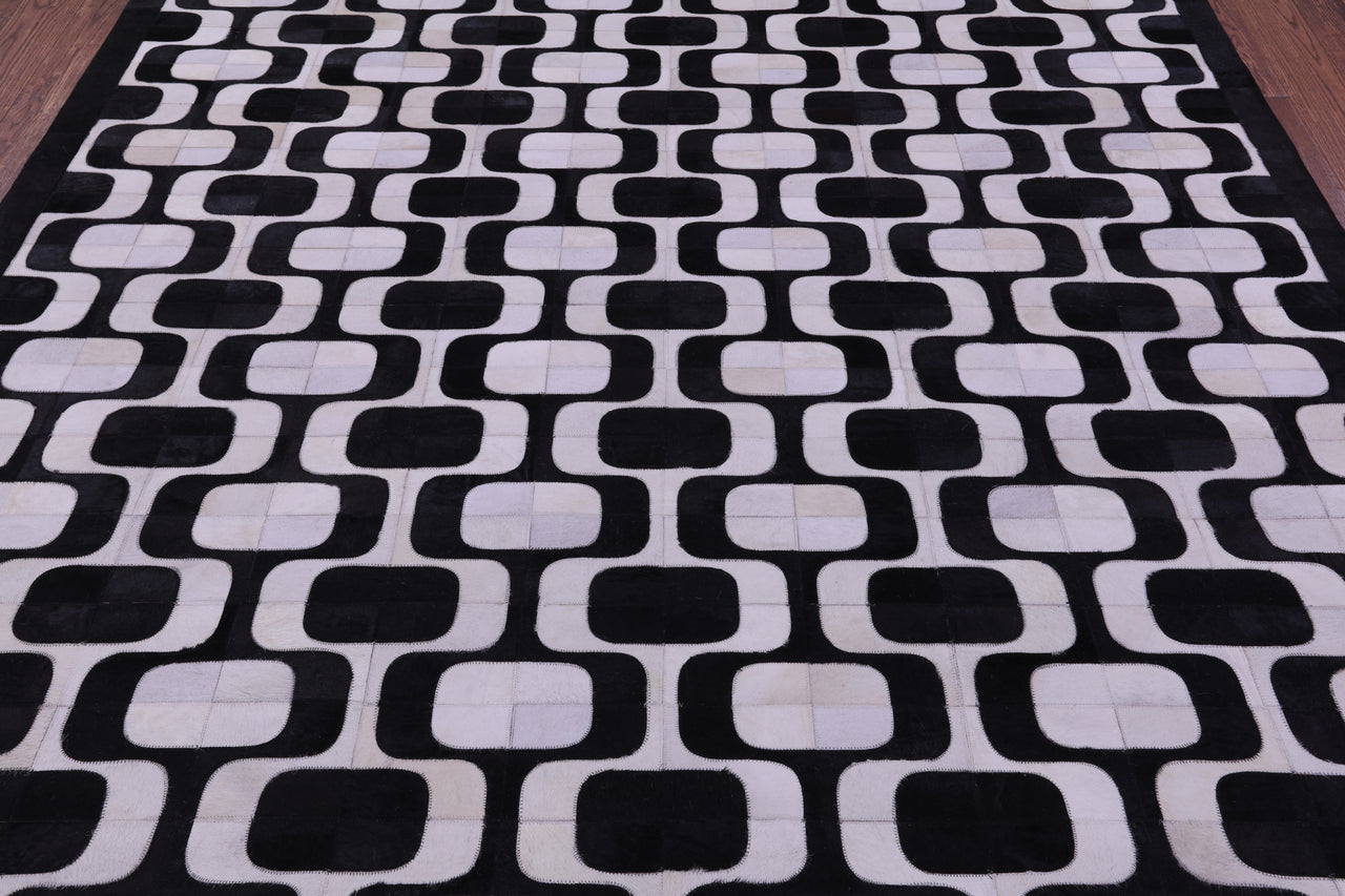 Black & White Patchwork Natural Cowhide Rug - 8' 0" x 10' 0"