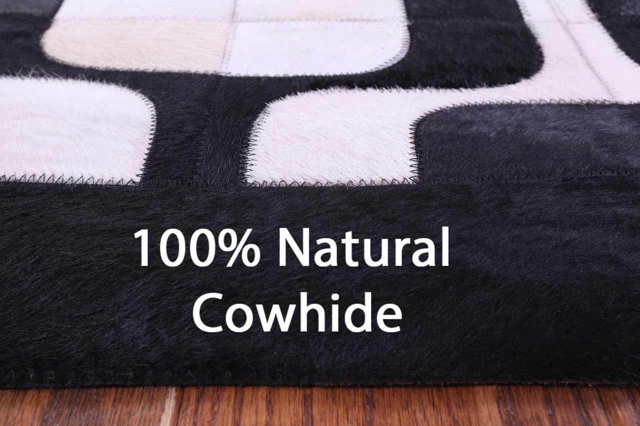 Black & White Patchwork Natural Cowhide Rug - 8' 0" x 10' 0"