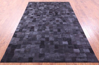 Thumbnail for Black Patchwork Natural Cowhide Rug - 6' 0