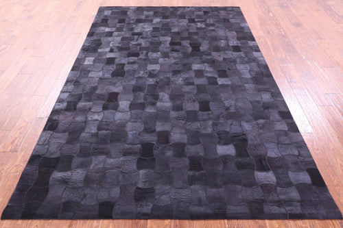 Black Patchwork Natural Cowhide Rug - 6' 0