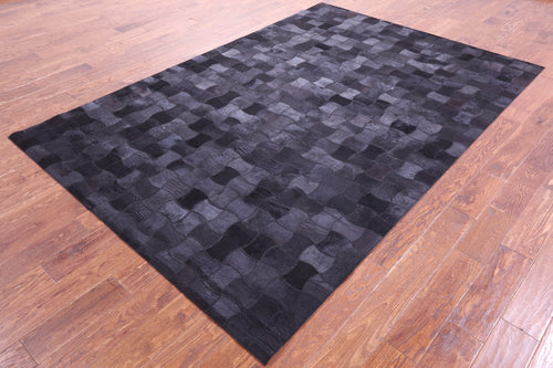 Black Patchwork Natural Cowhide Rug - 6' 0