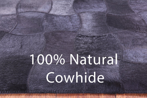 Black Patchwork Natural Cowhide Rug - 6' 0