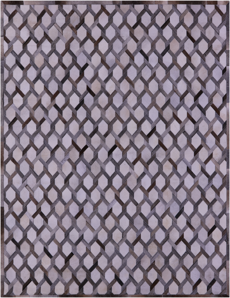 Grey & White Patchwork Natural Cowhide Rug - 8' 0" x 10' 0"