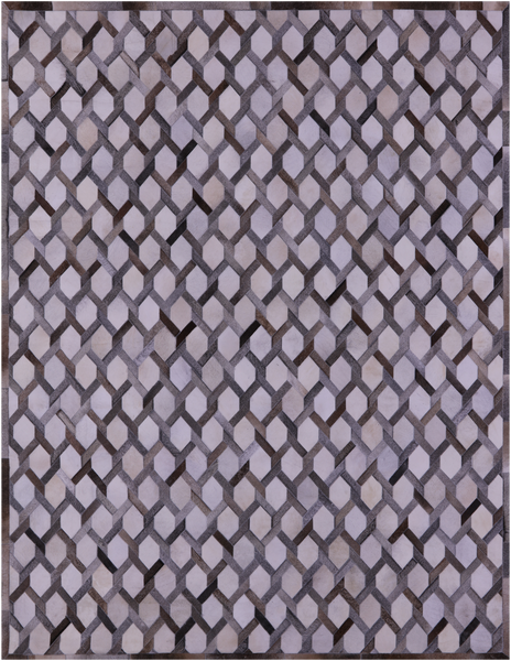 Grey & White Patchwork Natural Cowhide Rug - 8' 0" x 10' 0"