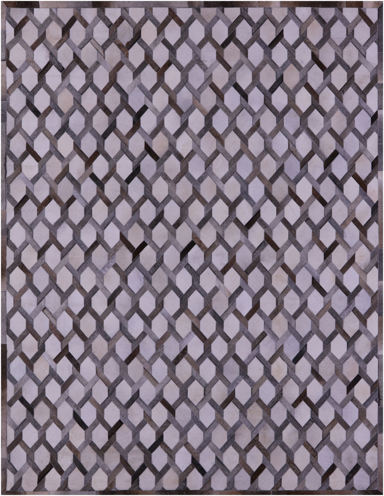 Grey & White Patchwork Natural Cowhide Rug - 8' 0" x 10' 0"
