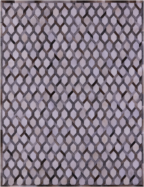 Grey & White Patchwork Natural Cowhide Rug - 8' 0