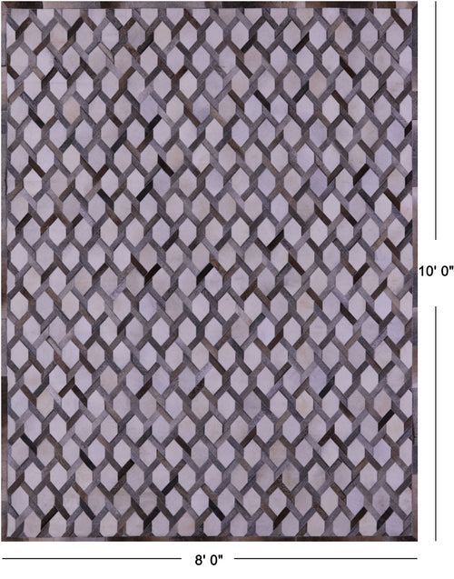 Grey & White Patchwork Natural Cowhide Rug - 8' 0