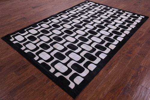 Black & White Patchwork Natural Cowhide Rug - 6' 0