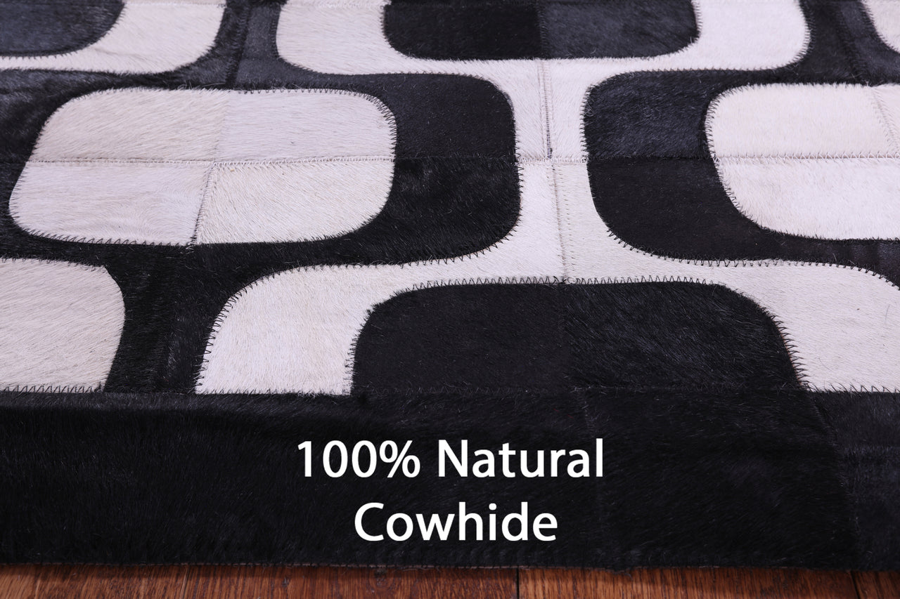 Black & White Patchwork Natural Cowhide Rug - 6' 0" x 9' 0"