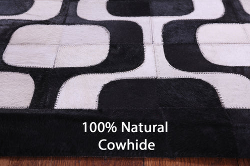 Black & White Patchwork Natural Cowhide Rug - 6' 0