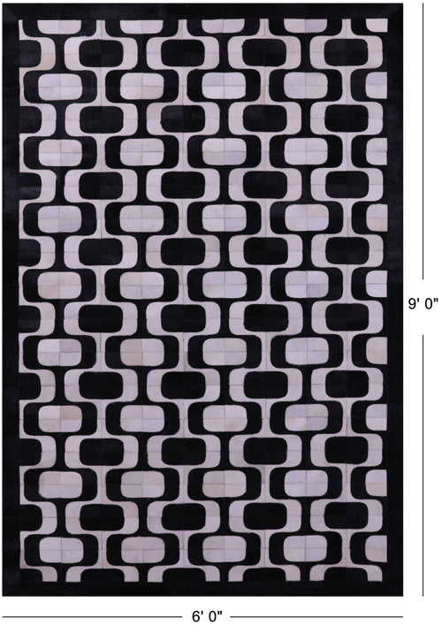 Black & White Patchwork Natural Cowhide Rug - 6' 0