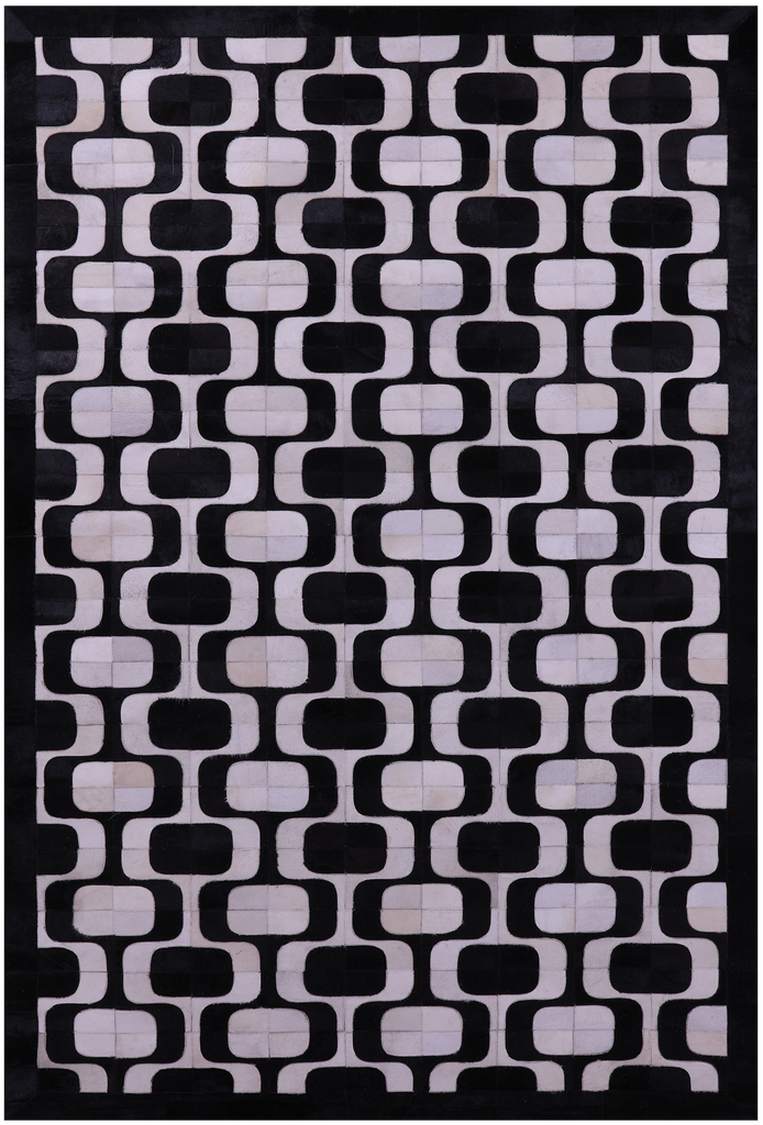 Black & White Patchwork Natural Cowhide Rug - 6' 0" x 9' 0"