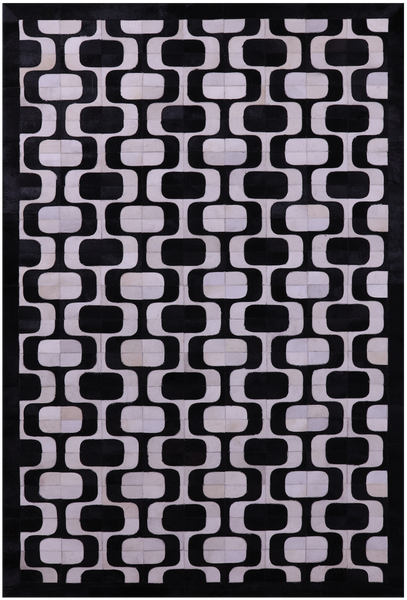 Black & White Patchwork Natural Cowhide Rug - 6' 0" x 9' 0"