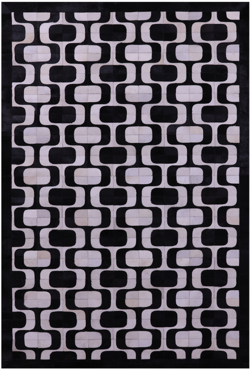 Black & White Patchwork Natural Cowhide Rug - 6' 0