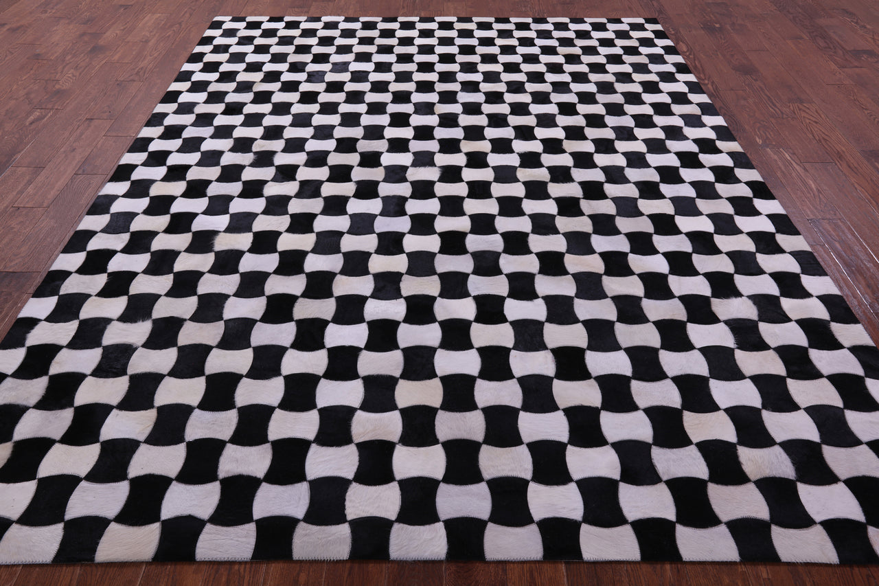 Black & White Patchwork Natural Cowhide Rug - 8' 0" x 10' 0"