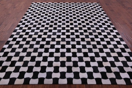 Black & White Patchwork Natural Cowhide Rug - 8' 0