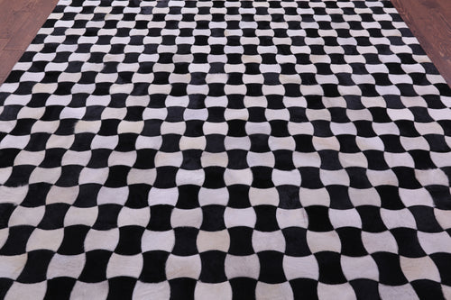 Black & White Patchwork Natural Cowhide Rug - 8' 0