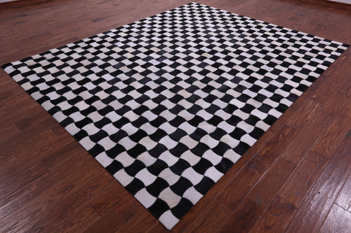 Black & White Patchwork Natural Cowhide Rug - 8' 0