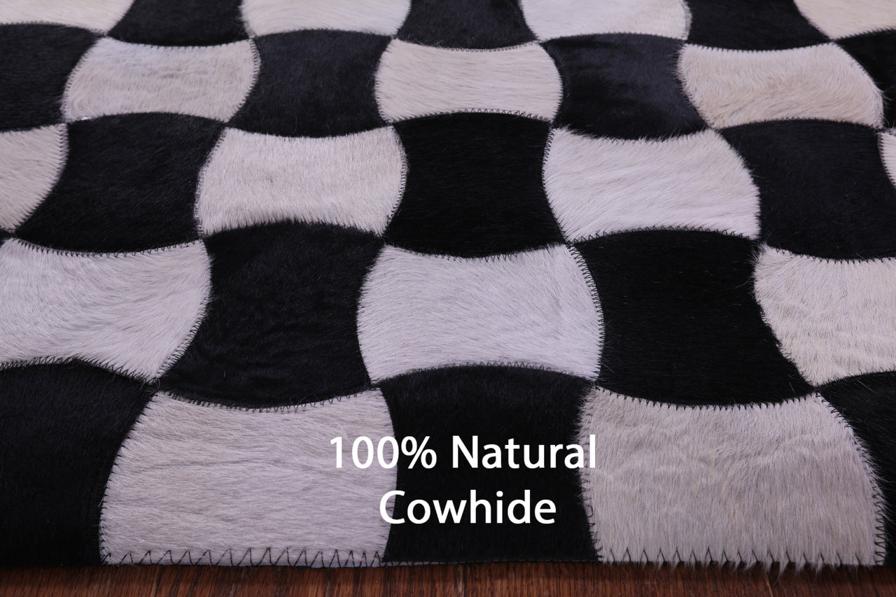 Black & White Patchwork Natural Cowhide Rug - 8' 0" x 10' 0"