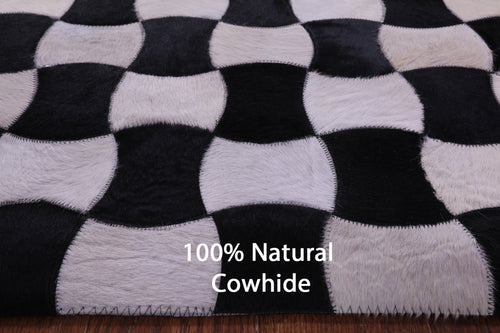 Black & White Patchwork Natural Cowhide Rug - 8' 0