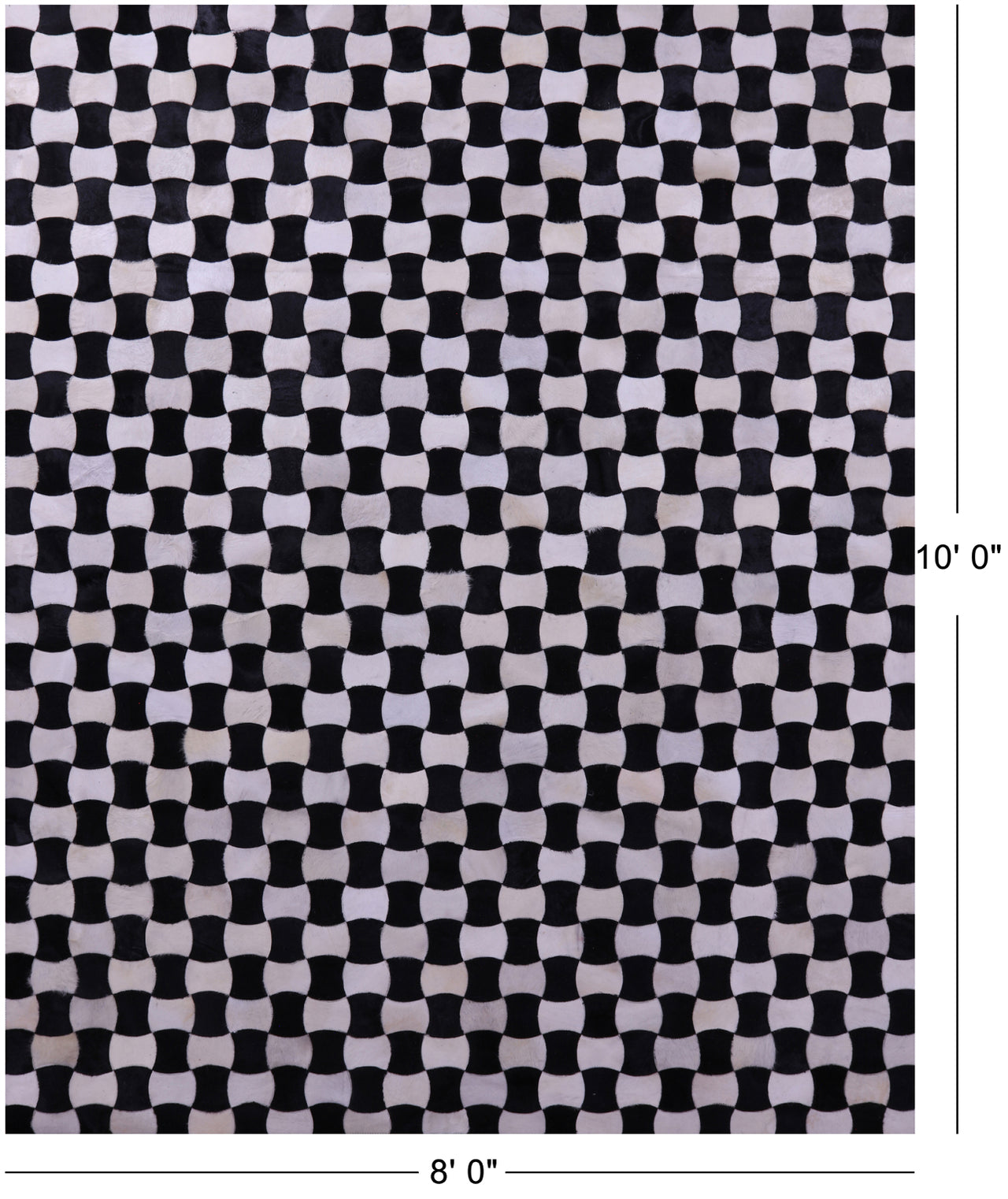 Black & White Patchwork Natural Cowhide Rug - 8' 0" x 10' 0"