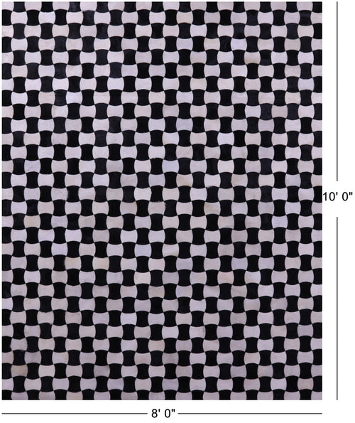 Black & White Patchwork Natural Cowhide Rug - 8' 0