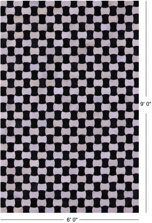Black & White Patchwork Natural Cowhide Rug - 6' 0