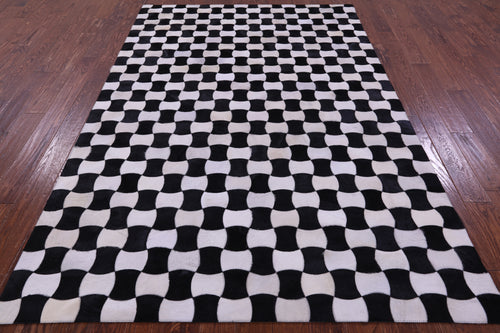 Black & White Patchwork Natural Cowhide Rug - 6' 0